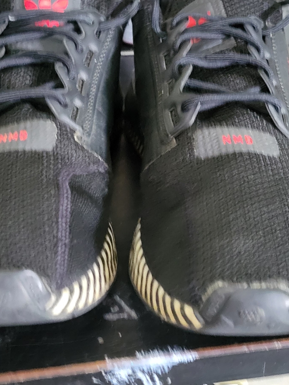 Black Knit Sneakers with Red Accent Stripes - Picture 6 of 8
